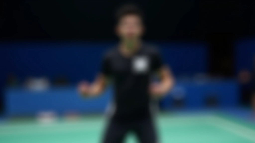 لاعب ريشة طائرة في الملعب
